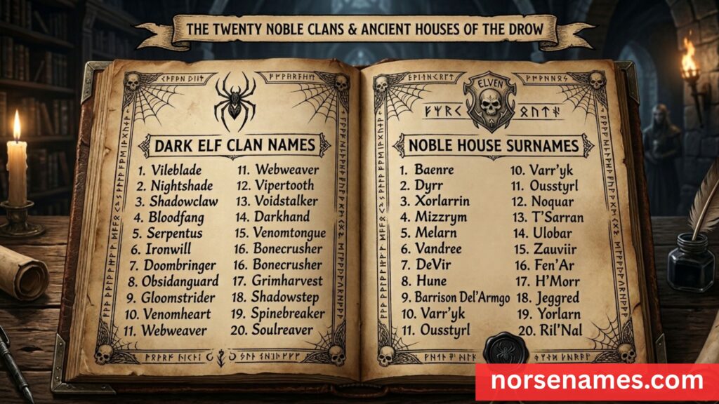 Dark Elf Clan Names & House Surnames
