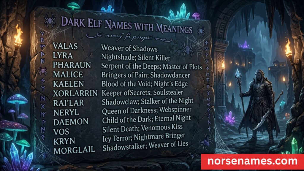 Dark Elf Names and Meanings