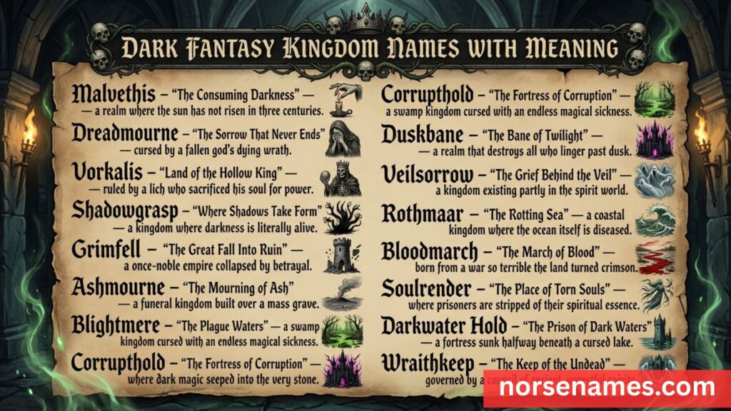 Dark Fantasy Kingdom Names With Meaning