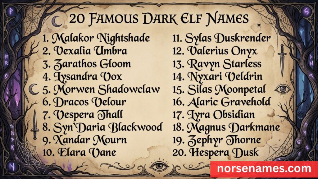 Famous Dark Elf Names