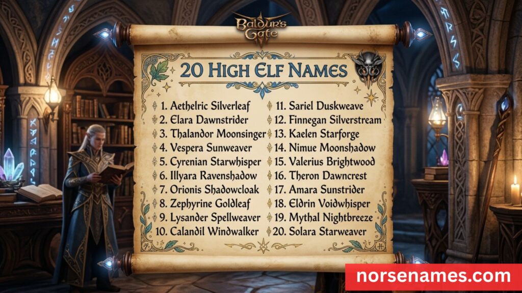 High Elf Names BG3