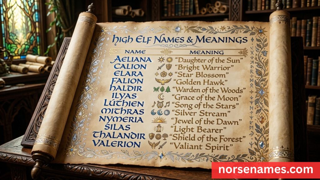 High Elf Names and Meanings