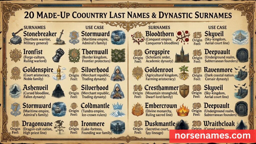 Made Up Country Last Names and Dynastic Surnames