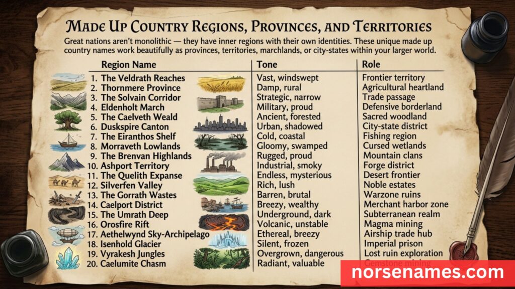 Made Up Country Regions, Provinces, and Territories