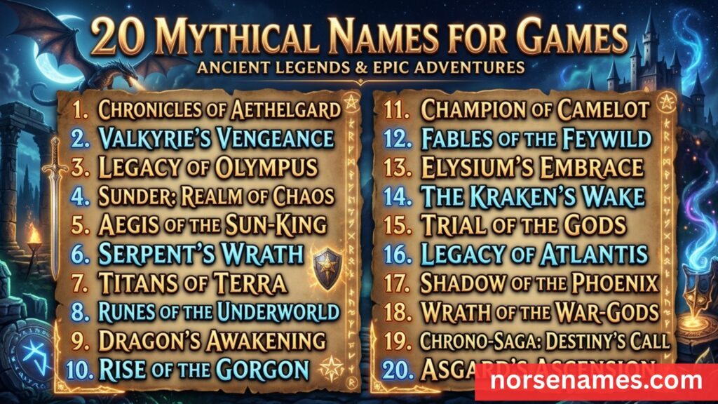 Mythical Names for Games