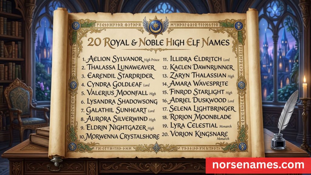 Royal & Noble High Elf Names