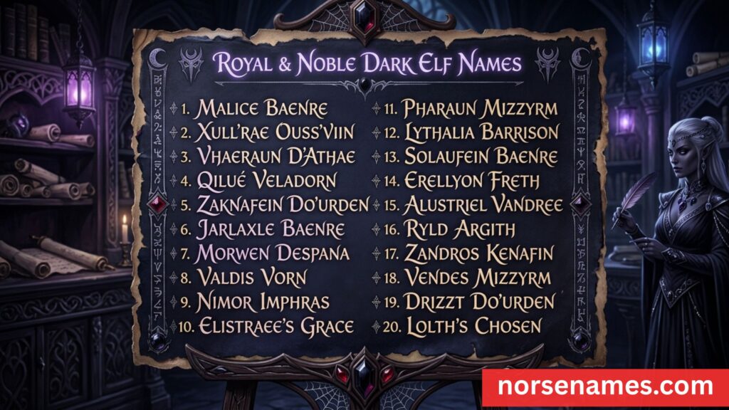 Royal and Noble Dark Elf Names