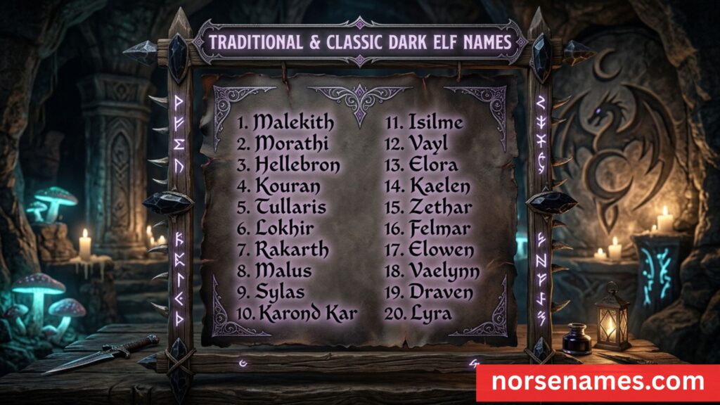Traditional & Classic Dark Elf Names