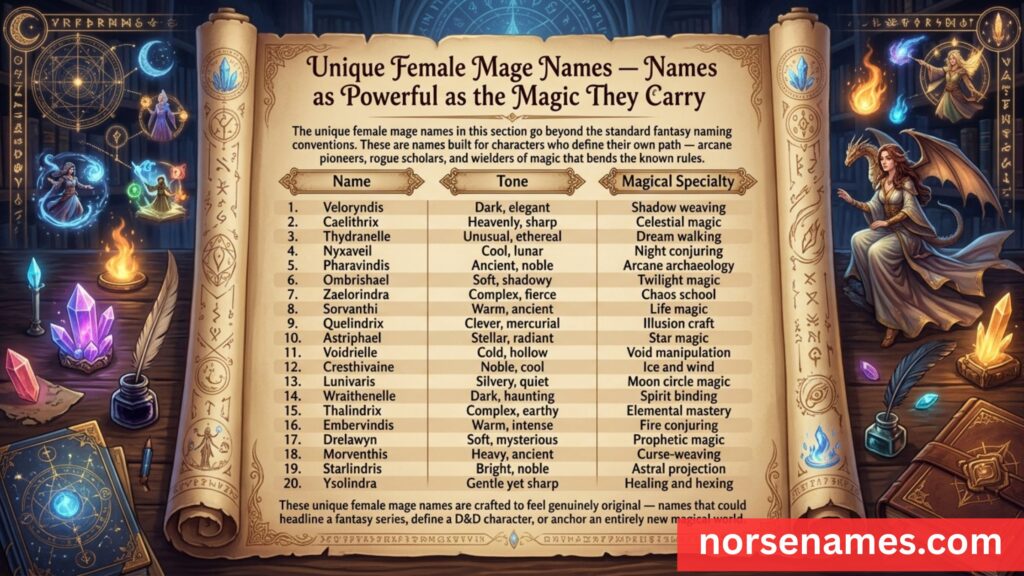 Unique Female Mage Names