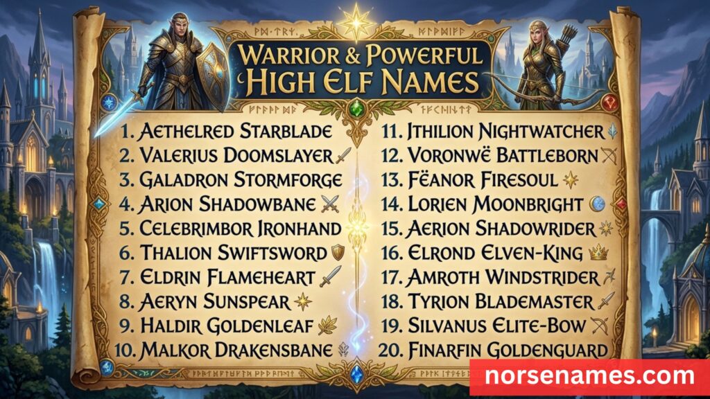 Warrior & Powerful High Elf Names