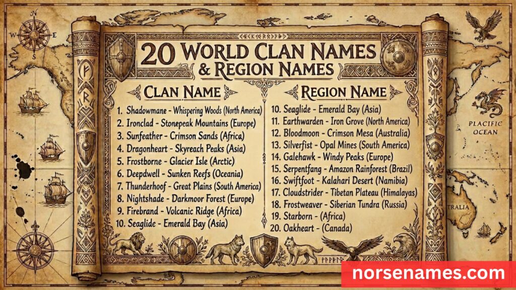 World Clan Names and Region Names
