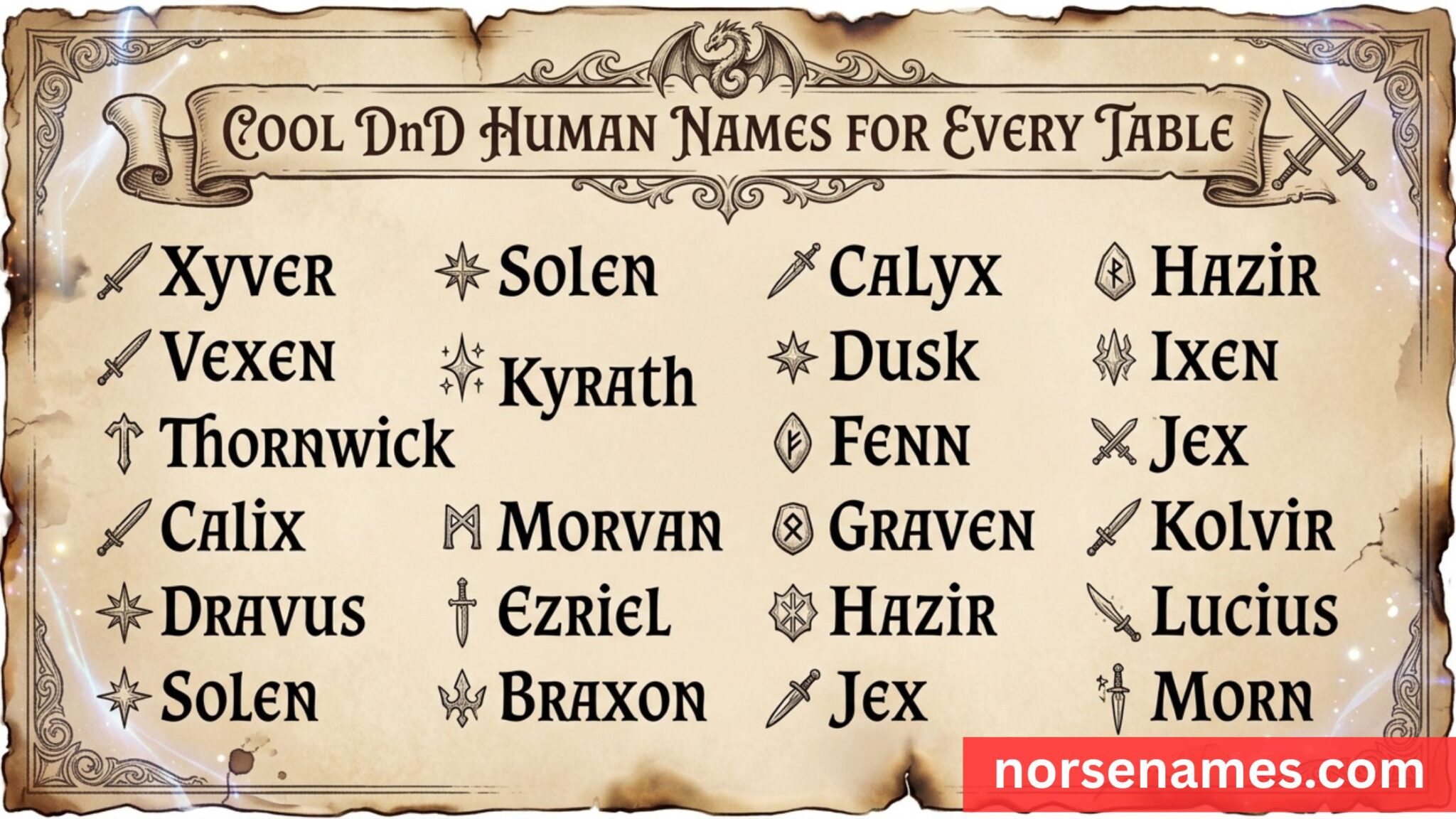 Model Human Names 300+ Epic DnD Human Names (Male, Female, Noble, Medieval & Cool Ideas ...