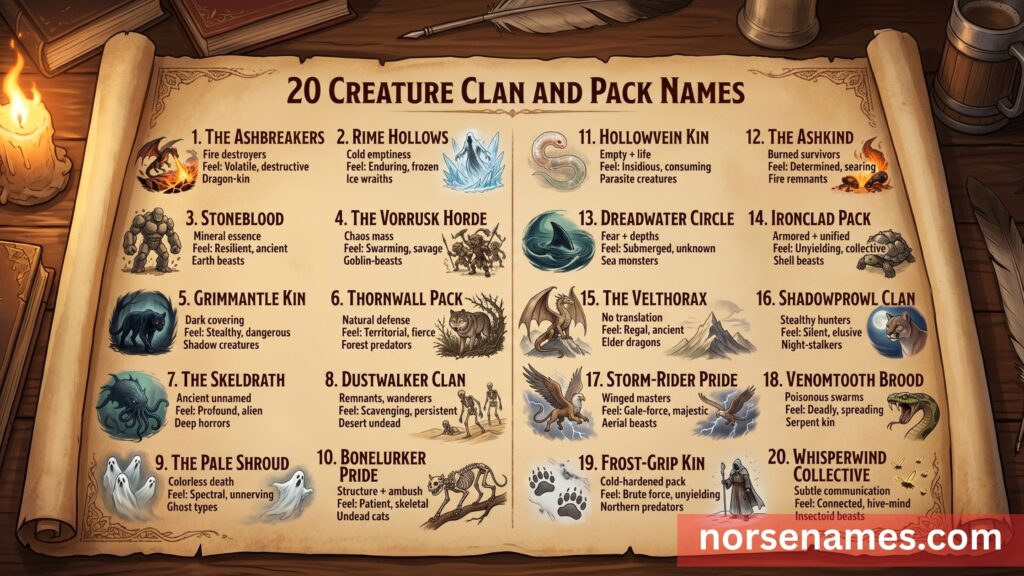 Creature Clan and Pack Names