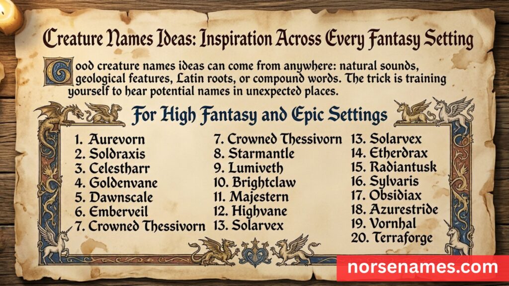 Creature Names Ideas: For High Fantasy and Epic Settings