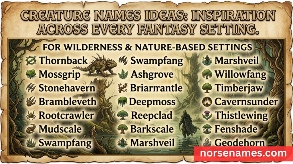 Creature Names Ideas: For Wilderness and Nature-Based Settings