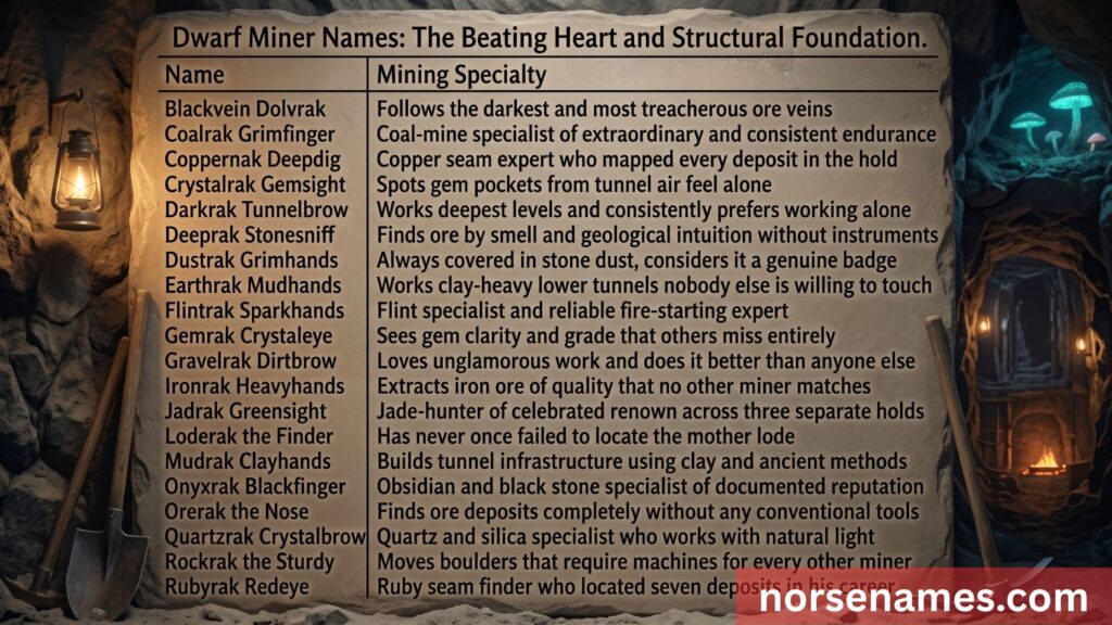 Dwarf Miner Names
