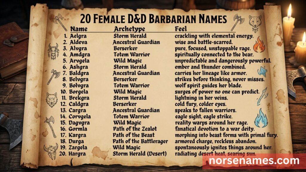 Female D&D Barbarian Names