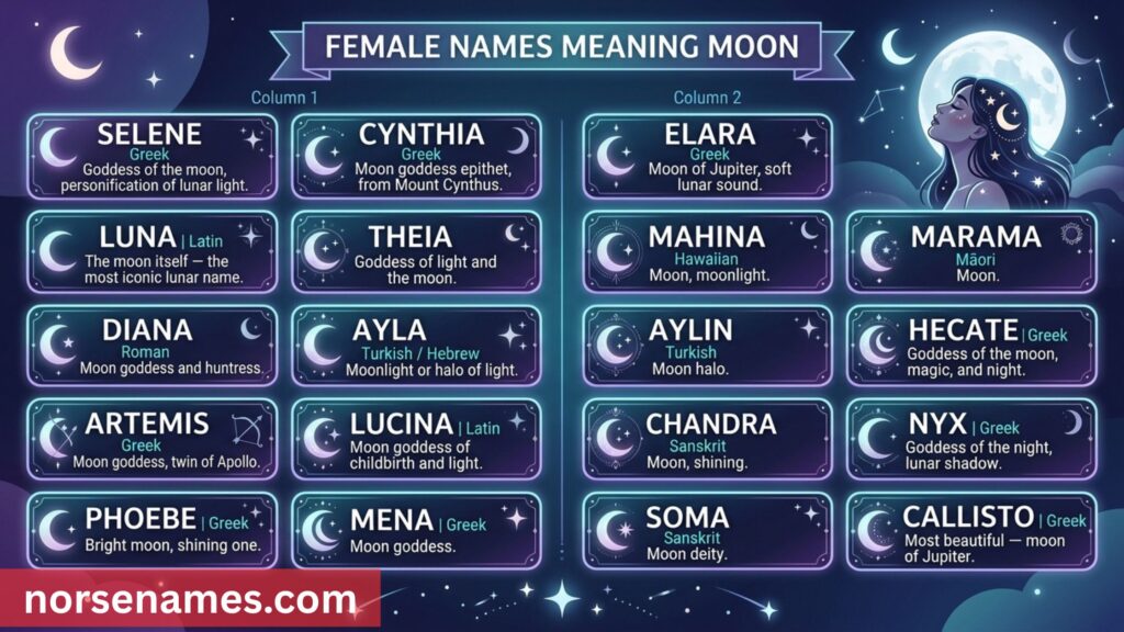 Female Names Meaning Moon