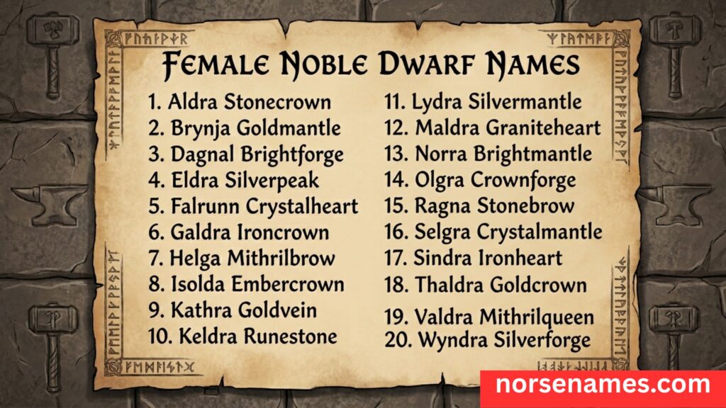 Female Noble Dwarf Names