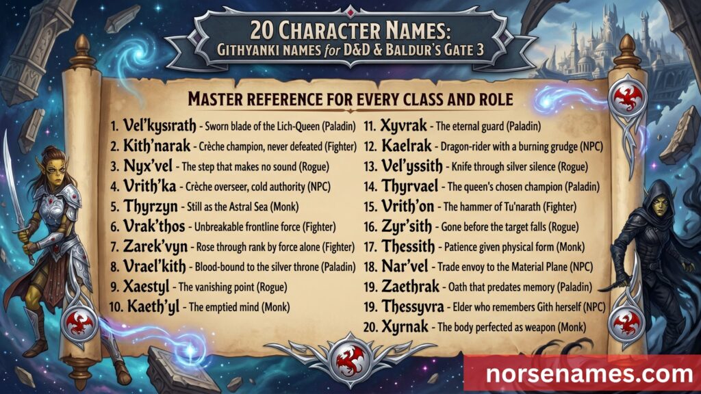 Githyanki Names for D&D and Baldur's Gate 3 Characters