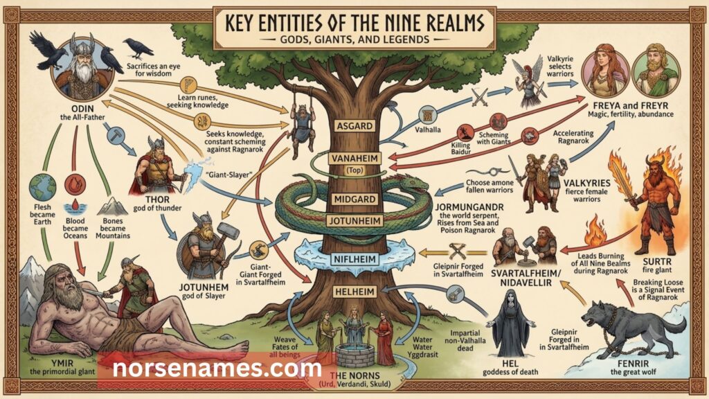 Key Entities of the Nine Realms: Gods, Giants, and Legends
