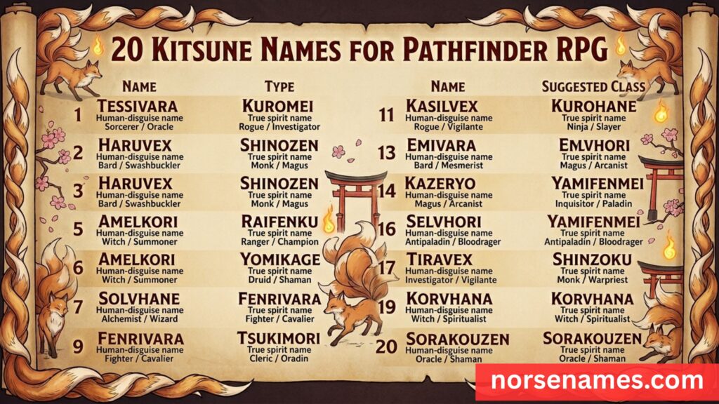 Kitsune Names Pathfinder