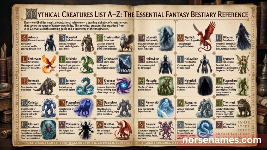 Mythical Creatures List A–Z