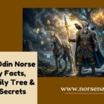 Epic Odin Norse mythology artwork showing the Allfather with Gungnir, Huginn and Muninn, Sleipnir, and Asgard.
