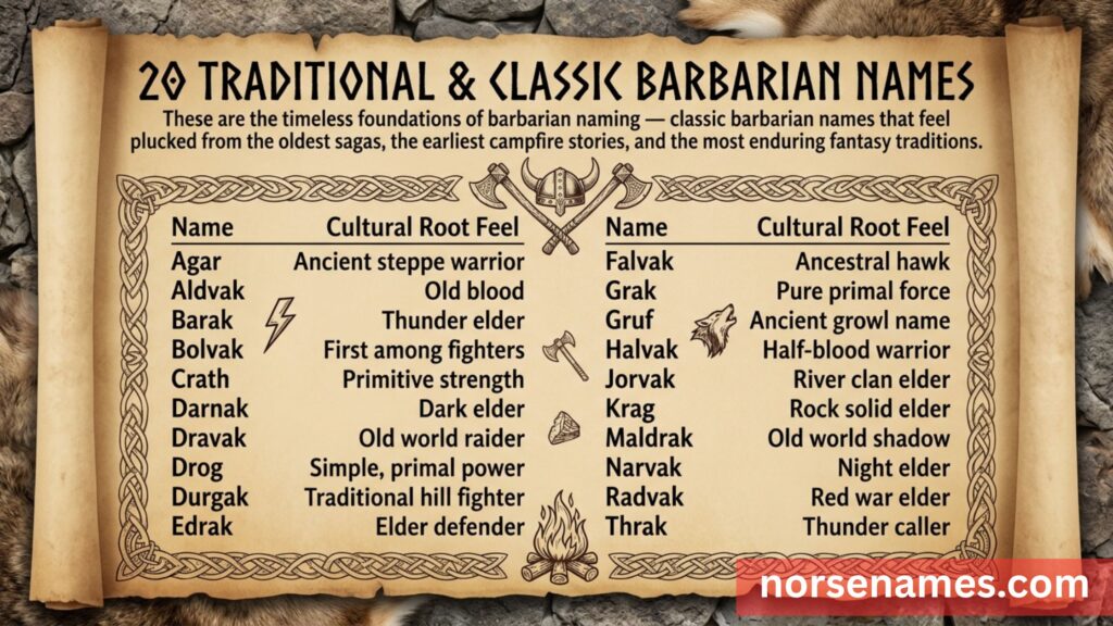 Traditional & Classic Barbarian Names
