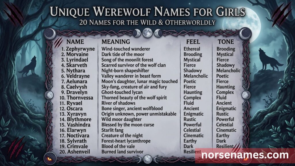 Unique Werewolf Names Girl