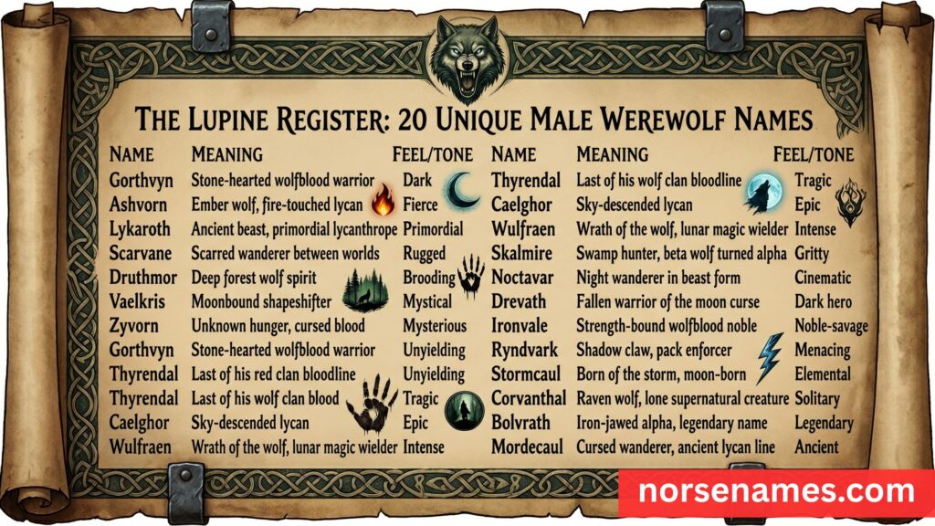 Unique Werewolf Names Male