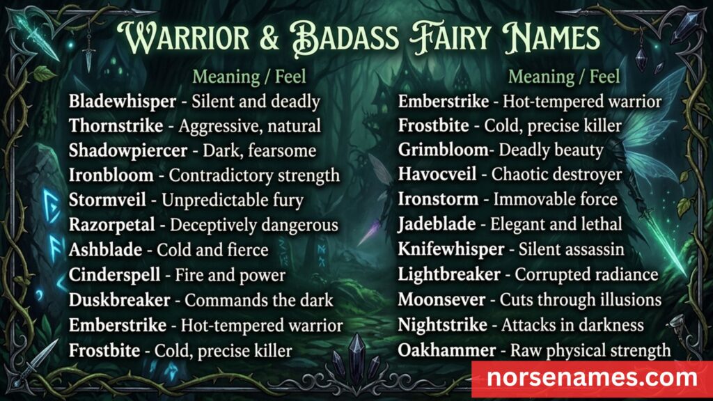 Warrior & Badass Fairy Names