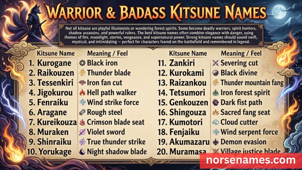 Warrior & Badass Kitsune Names