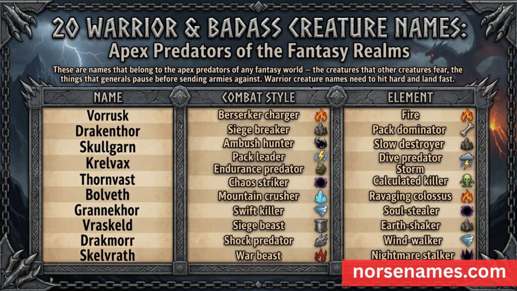 Warrior and Badass Creature Names