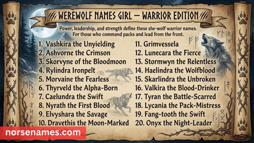 Werewolf Names Girl — Warrior Edition