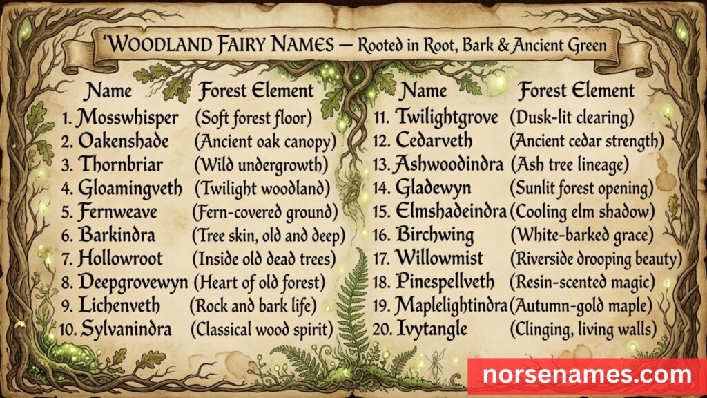 Woodland Fairy Names